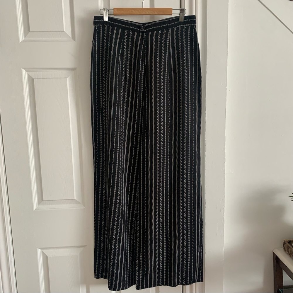Vintage Patterned Stripe Palazzo Wide Leg Pants